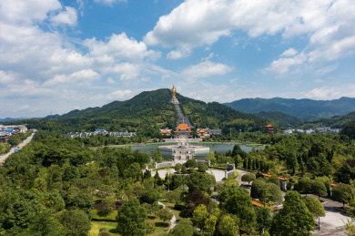 航拍湖南长沙宁乡市密印寺千手观音景区