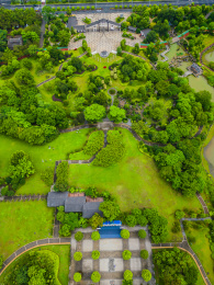 贵港的港北区民族文化公园航拍