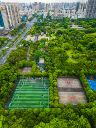 贵港的港北区民族文化公园航拍