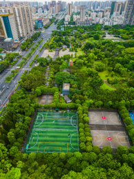贵港的港北区民族文化公园航拍