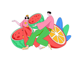 24节气大暑人物扁平矢量概念运营手绘插画