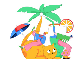 24节气大暑人物扁平矢量概念运营手绘插画