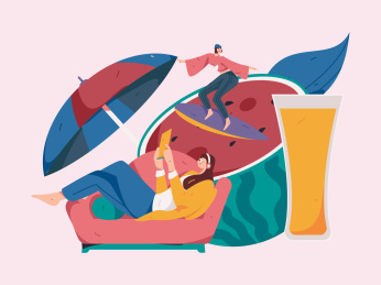 24节气大暑人物扁平矢量概念运营手绘插画