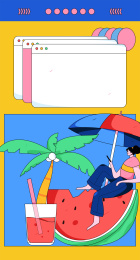 24节气大暑人物扁平矢量概念运营手绘插画