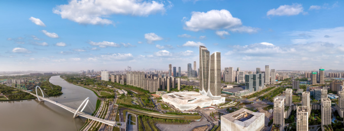 航拍南京cbd城市风貌全景