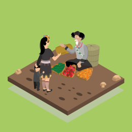 少数民族哈尼族摆摊询价生活场景