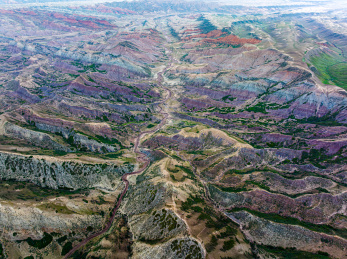 中国新疆S101省道百里丹霞风景区航拍