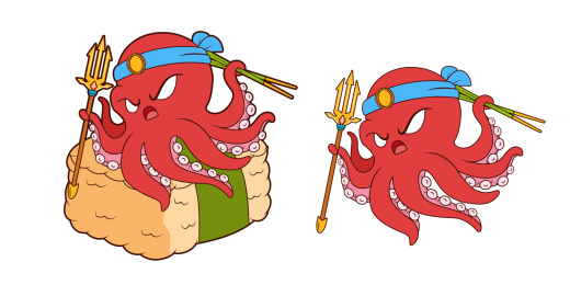 卡通潮流海神章鱼饭团寿司游戏元素插画