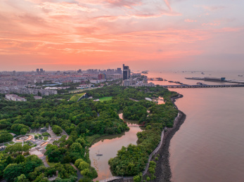 上海吴淞炮台湾国家湿地公园全景