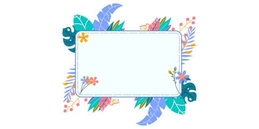 小清新矢量卡通叶子植物便签贴纸文本框