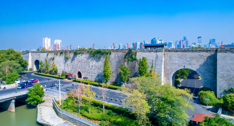 南京市古城墙中华门航拍风光