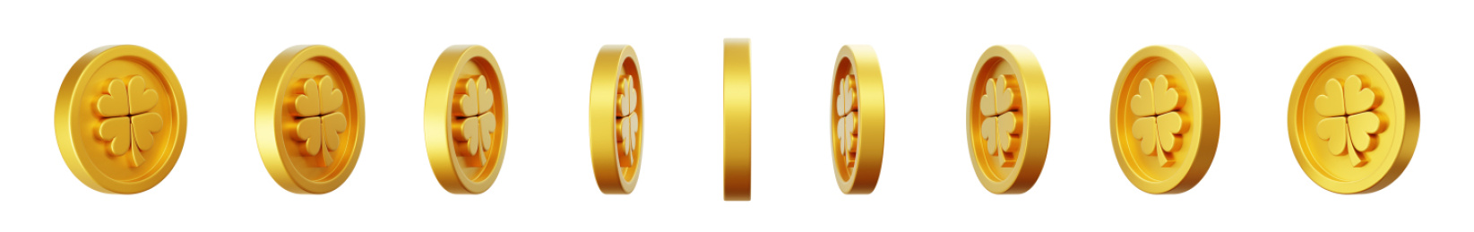 好运幸运金币四叶草游戏币3D