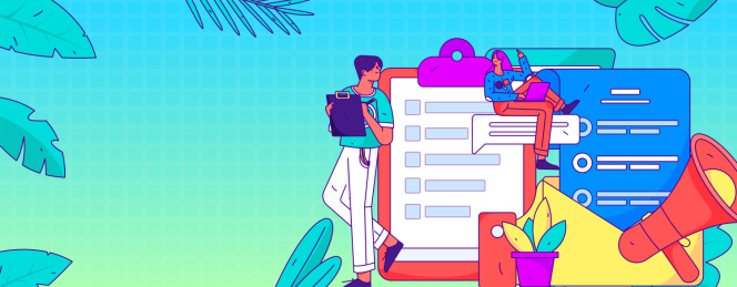 邀请好友进行问卷调查扁平矢量概念运营手绘