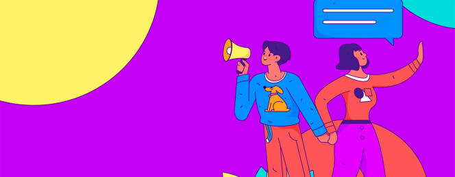 通知公告矢量人物创意扁平手绘插画