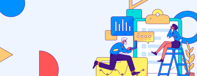 朋友通过虚拟网络社交沟通商业扁平矢量场景