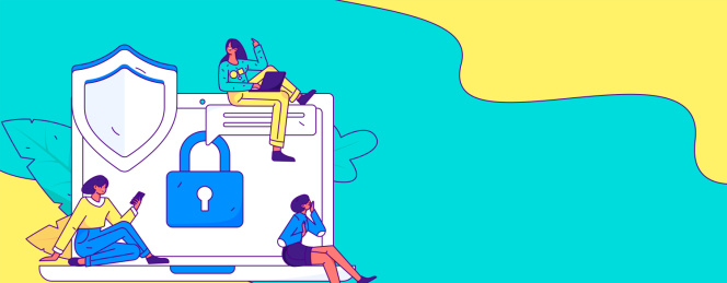 商务网络安全人物扁平矢量概念运营手绘插画