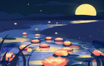 中元节祈福放河灯