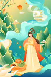 中秋节嫦娥矢量插画