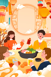 中秋节美食餐饮矢量插画