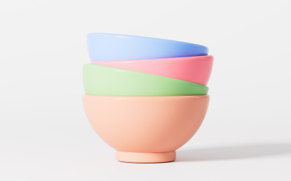 堆砌的碗具模型3D渲染