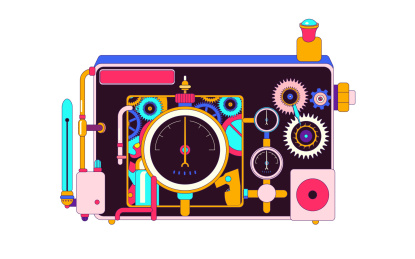 蒸汽朋克深色留声机矢量素材