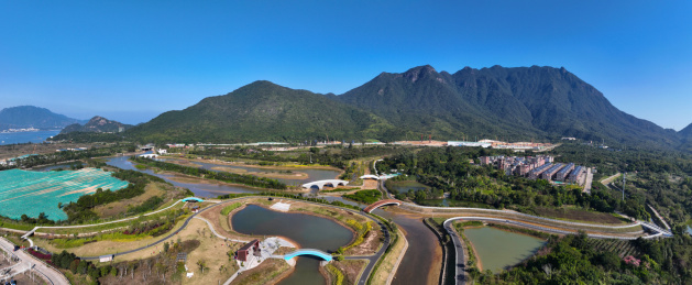 深圳大鹏新区禾塘湿地公园鹿嘴自然步道航拍