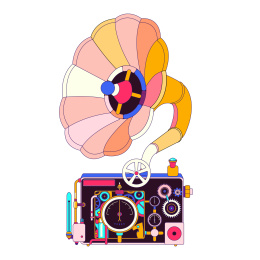 蒸汽朋克留声机矢量素材