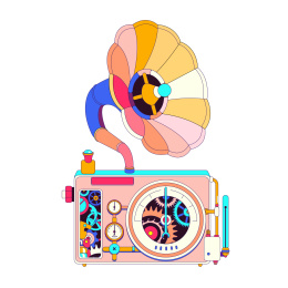 蒸汽朋克留声机矢量素材