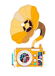 蒸汽朋克留声机矢量素材