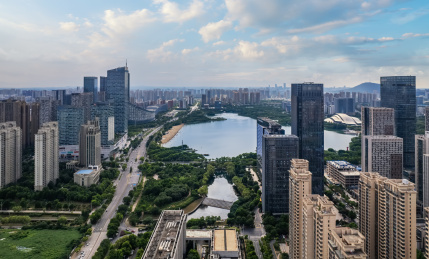 航拍安徽合肥城市风光全景大画幅