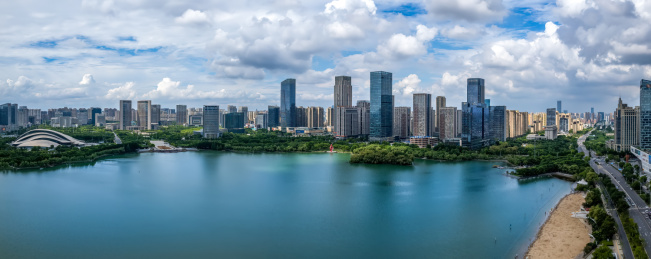 航拍安徽合肥城市风光全景大画幅