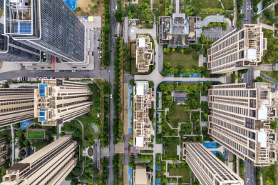航拍安徽合肥城市高端住宅街景