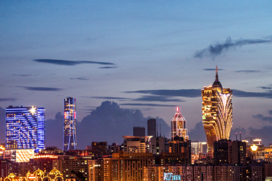 中国澳门城市新葡京酒店城市天际线景观
