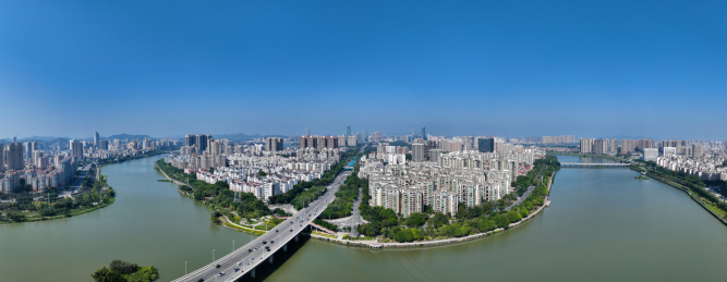 广东省惠州市惠城区东平红楼滩公园航拍