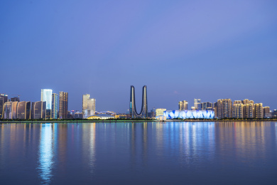 浙江省杭州市奥体博览城夜景