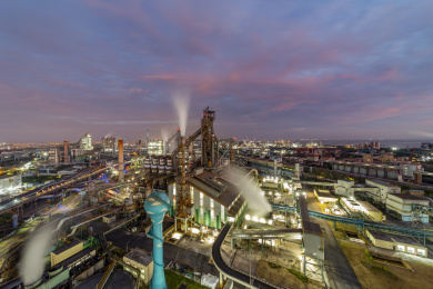 上海宝山钢铁厂日出