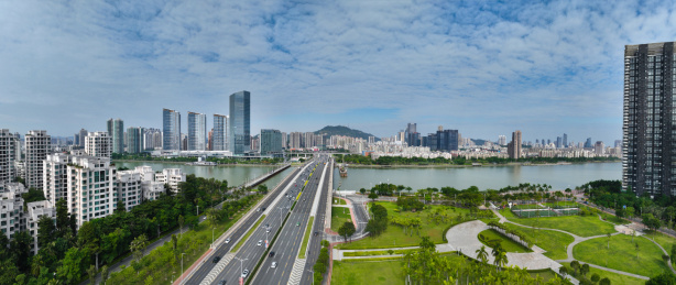 珠海市香洲区前山澳门回归纪念公园航拍