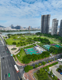 珠海市香洲区前山澳门回归纪念公园航拍