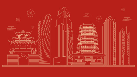 淄博地标建筑线条插画