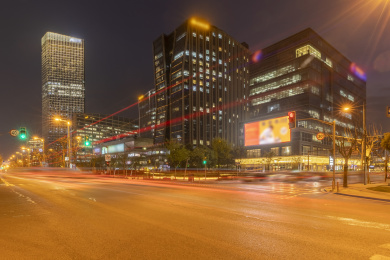 上海徐汇西岸核心区域建筑夜景