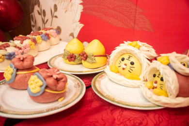 中国北方喜庆用老虎动物形状面食糕点特写