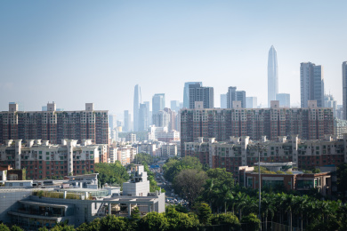 深圳梅林水库-俯视城市群