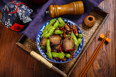 美味农家菜小炒腌肉四季豆