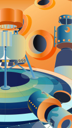 漂浮的星球太空基地和宇宙飞船矢量插画