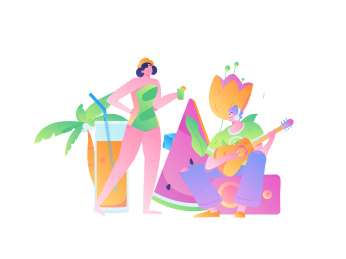 24节气大暑人物扁平矢量概念运营手绘插画