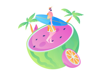 24节气大暑人物扁平矢量概念运营手绘插画