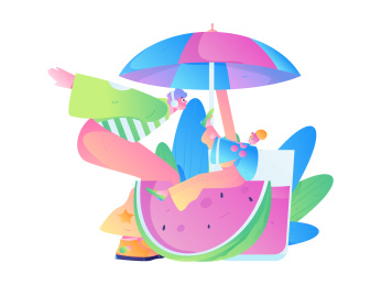 24节气大暑人物扁平矢量概念运营手绘插画