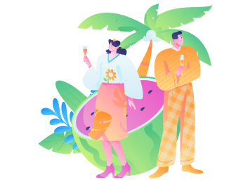 24节气大暑人物扁平矢量概念运营手绘插画