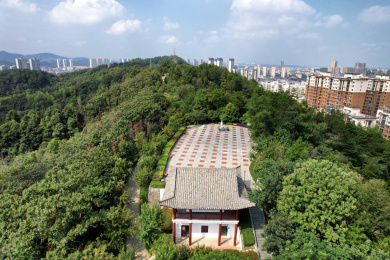 航拍视角咸宁咸安青龙山公园