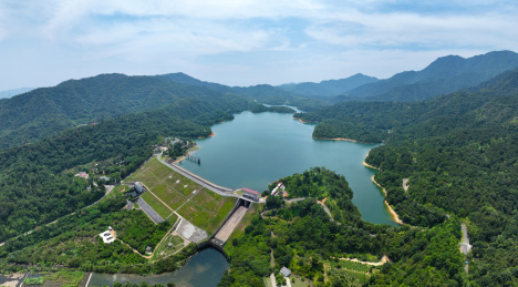 广东省河源市源城区七寨湖公园航拍